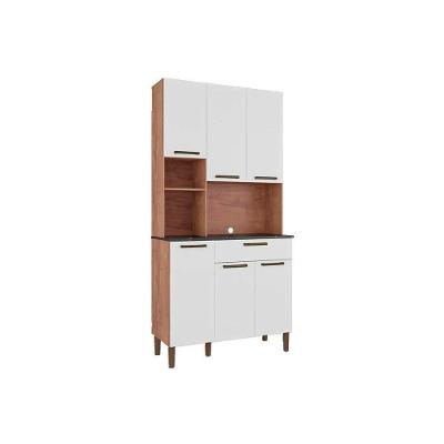 Cozinha Completa Tannat Gold c/ 6 Portas e 1 Gaveta Castanho/Branco - Ronipa