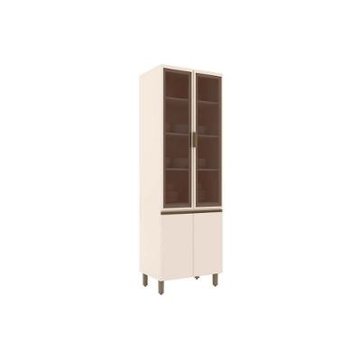 Paneleiro de Cozinha Modulado Connect Cristaleira c/4 Portas c/2 Vidro 71x51x220cm Off White - Henn