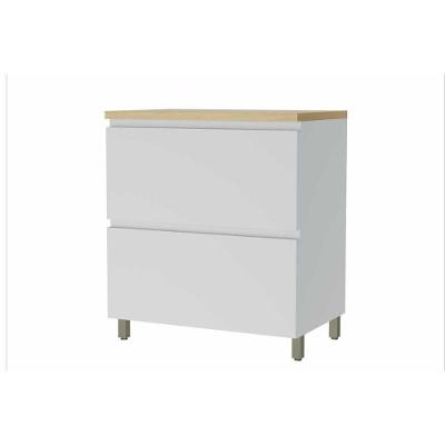 Balcão Cozinha p/Cooktop Rainha 1 Porta Basculante e 1 Gaveta c/ Tampo 80cm Branca/Nature - Nesher