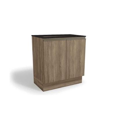 Balcão Cozinha P-cooktop Maxxi G744 Top 2 Portas C-tampo 80cm Nogal-preto Brilho - Kappesberg