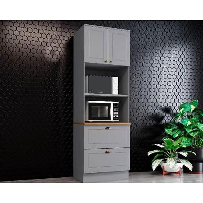 Torre Quente De Cozinha Paneleiro Americana 2 Forno C-2 Gavetas E 2 Portas 71x54x220cm Cinza-nature - Henn