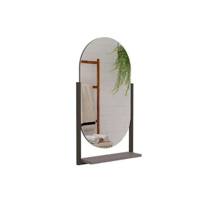 Espelheira de Banheiro Ori Parede Oval c/Prateleira Metalica 41X87CM cor Titanium - MGM