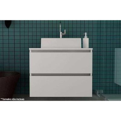 Conjunto De Banheiro Balcão Suspenso Bn3607 C- Cuba Pia Bn3600 60cm Cor Branco - Tecno Mobili