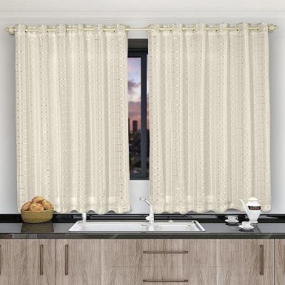 Cortina 2,80x1,20 Sala Quarto Cozinha Voil Microfibra Cor:xadrez Pérola