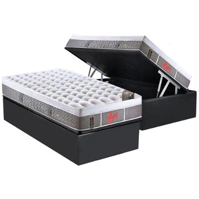 Cama Box Baú Solteiro: Colchão Molas Ensacadas Castor Pocket Light Stress Oxygen New Plush Visco + Base CRC Suede Gray(88x188)