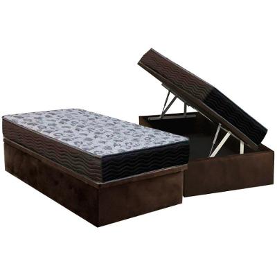 Cama Box Baú Solteiro: Colchão Espuma D33 Ortobom  / EP ISO 100 Ultra Firme + Base CRC Suede Brown(88x188)