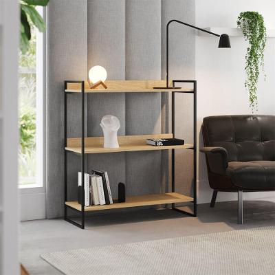Nicho 3 Prateleiras 95cm Industrial Córdoba Preto E Castanho - Cor: Marrom