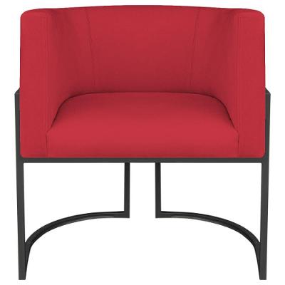 Poltrona Decorativa Luna Base De Ferro Preto Suede Cor Vermelho