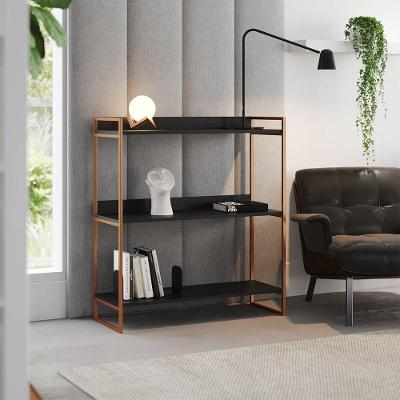 Aparador Industrial 3 Prateleiras Córdoba 95cm Cobre E Preto - Cor: Preto