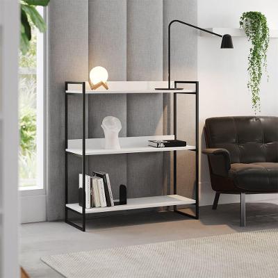 Aparador Industrial 3 Prateleiras Córdoba 95cm Preto E Branco - Cor: Branco