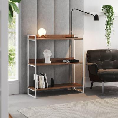 Aparador Industrial 3 Prateleiras Córdoba 95cm Branco E Carvalho - Cor: Marrom