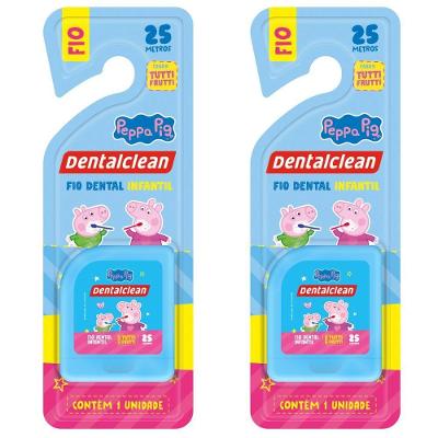 2 Fio Dental Infantil - Peppa Pig - 25m - Azul - Dentalclean