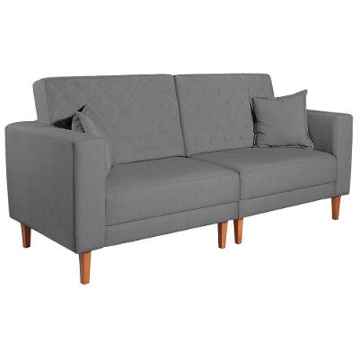 Sofá 03 Lugares Living Ponza Suede Cor Cinza
