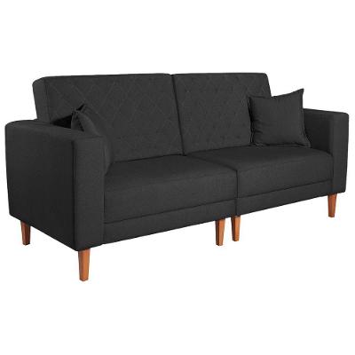 Sofá 03 Lugares Living Ponza Suede Cor Preto