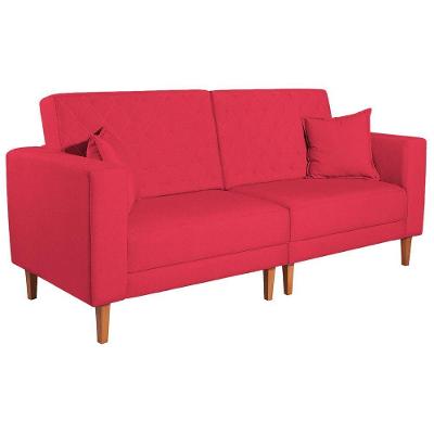 Sofá 03 Lugares Living Ponza Suede Cor Vermelho