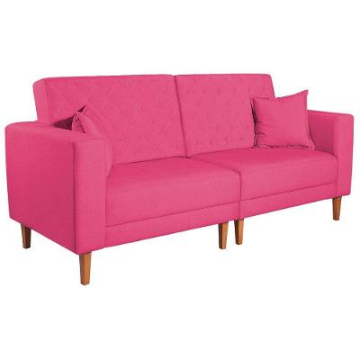 Sofá 03 Lugares Living Ponza Suede Cor Pink