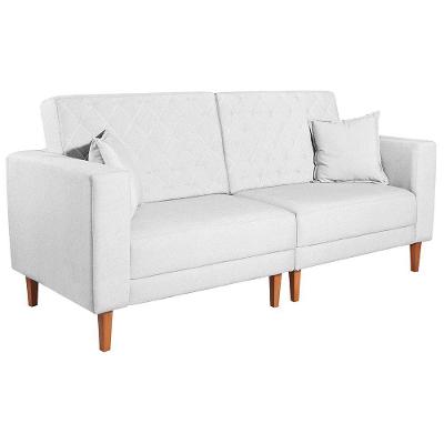Sofá 03 Lugares Living Ponza Suede Cor Branco
