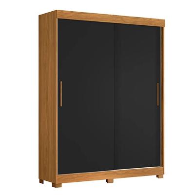 Guarda Roupa Spin Com 2 Portas E 2 Gavetas Sem Espelho Em Preto Com Carvalho Star Confort Preto Com Carvalho