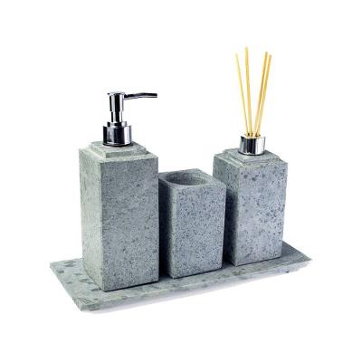 Kit Banheiro Bancada Lavabo Luxo Em Pedra Sabão N05 Prata.