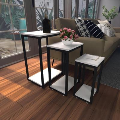 Kit Com 3 Mesa Lateral Branca Aparador De Sofa Sala Mesa Lateral Cama