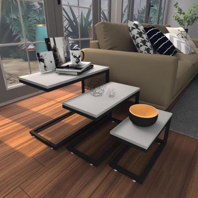 Kit Com 3 Mesa Lateral Cinza Aparador De Sofa Sala Mesa Lateral Cama