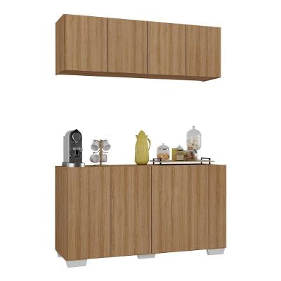 Conjunto Cantinho Do Café Armário E Aparador 4 Portas Multimóveis Mp1085 Rustic/branco Rustic/branco