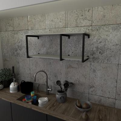Prateleira Industrial Suspensa Estante Parede Nicho Cinza Cozinha Escritorio Sala Quarto Infantil