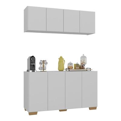 Conjunto Cantinho Do Café Armário E Aparador 4 Portas Multimóveis Mp1085 Branco/natural