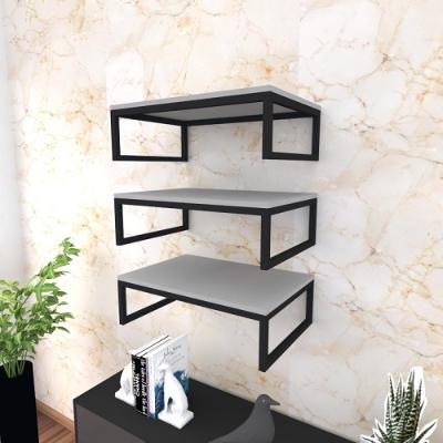 Kit Com 3 Prateleira Industrial Suspensa Parede Nicho Cinza Cozinha Escritorio Sala Quarto Infantil