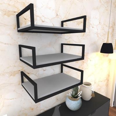 Kit Com 3 Prateleira Industrial Suspensa Parede Nicho Cinza Cozinha Escritorio Sala Quarto Infantil