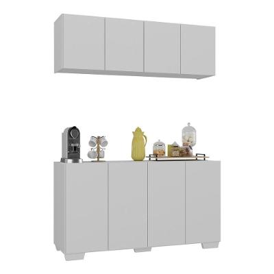Conjunto Cantinho Do Café Armário E Aparador 4 Portas Multimóveis Mp1085 Branco Branco