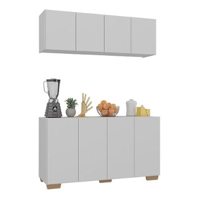 Kit Armário De Cozinha Aéreo E Balcão 4 Portas Multimóveis Mp2171 Branco/natural Branco/natural