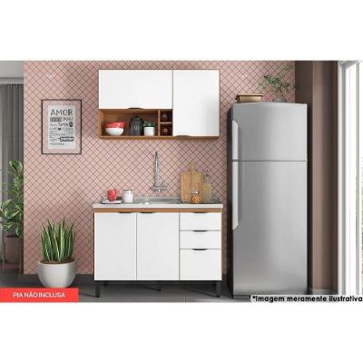 Cozinha Modulada Completa Firenze 2 Peças (1 Aéreo + 1 Balcão) CP11 Amendola/Branco - Demóbile