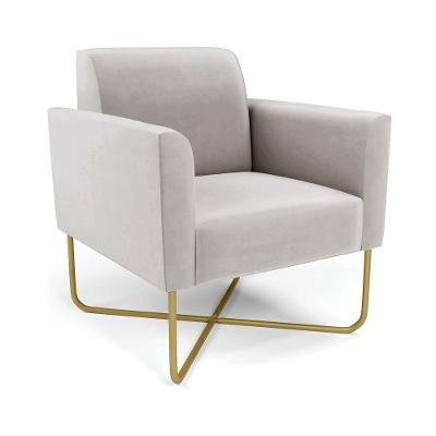 Poltrona Base X Industrial Dourado Marisa Veludo Cinza D03 - D\'rossi