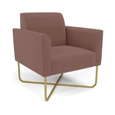 Poltrona Base X Industrial Dourado Marisa Veludo Rosê D03 - D\'rossi