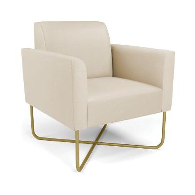 Poltrona Base X Industrial Dourado Marisa Corino Bege D03 - D\'rossi