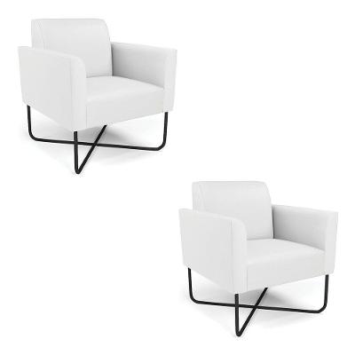Kit 2 Poltronas Base X Industrial Preto Marisa Corino Branco D03 - D\'rossi