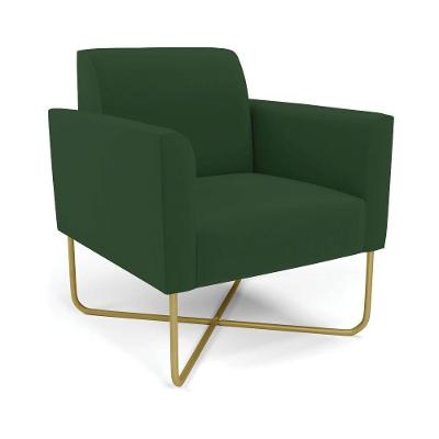 Poltrona Base X Industrial Dourado Marisa Veludo D03 - D\'rossi Cor Verde