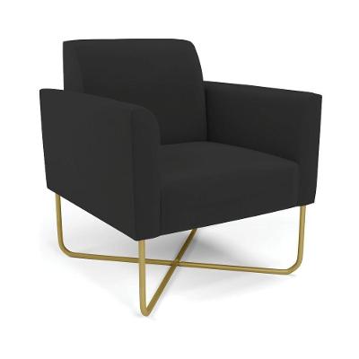 Poltrona Base X Industrial Dourado Marisa Veludo D03 - D\'rossi Cor Preto