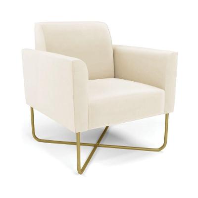 Poltrona Base X Industrial Dourado Marisa Veludo D03 - D\'rossi Cor Bege