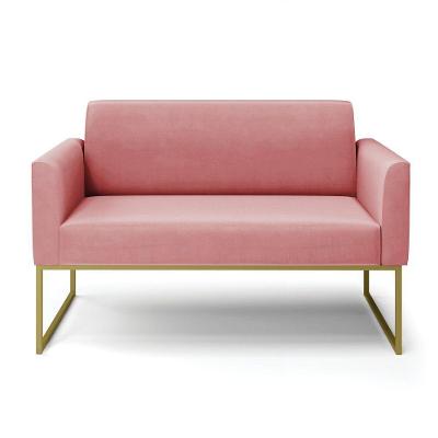 Sofá Namoradeira Base Industrial Dourado Marisa Suede D03 - D\'rossi Cor Rose