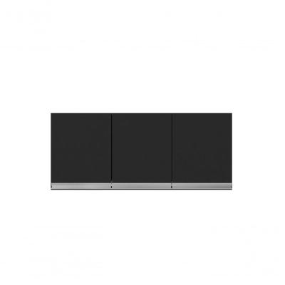 Armário Aéreo P- Cozinha Andreia 120cm C- 3 Portas Preto