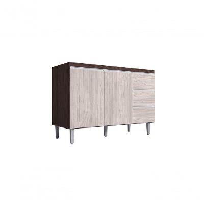 Balcão Gabinete Para Pia Andreia Sem Tampo 120cm 2 Portas 3 Gavetas Marrom