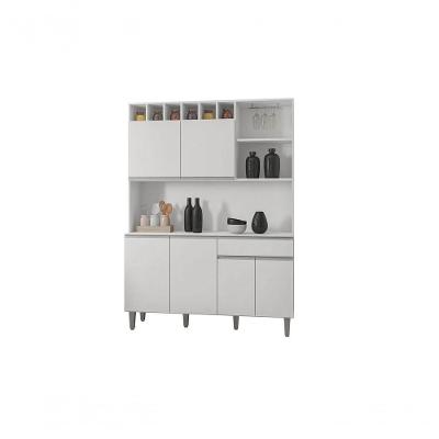 Kit Cozinha Compacta Alice 130cm C-6 Portas 1 Gaveta Branco
