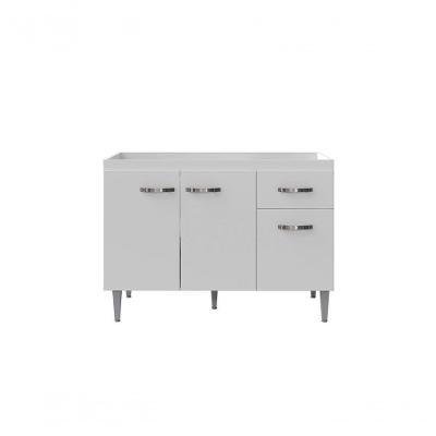 Balcão Gabinete Para Pia Gabriela Sem Tampo 120cm 3 Portas 1 Gaveta Branco