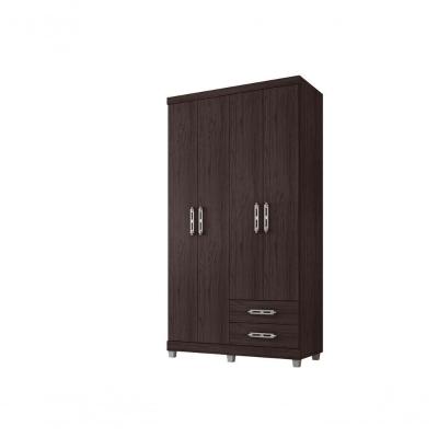 Guarda Roupa Quarto Solteiro Louise 4 Portas 2 Gavetas Marrom
