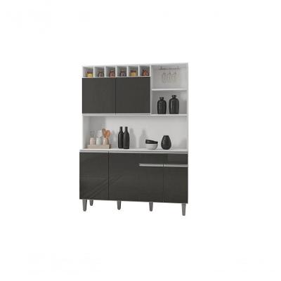 Kit Cozinha Compacta Alice 130cm C-6 Portas 1 Gaveta Cinza Claro