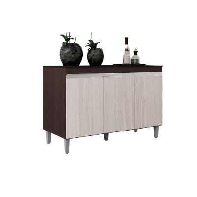 Balcão Gabinete Manu 120cm 3 Portas C-tampo Marrom