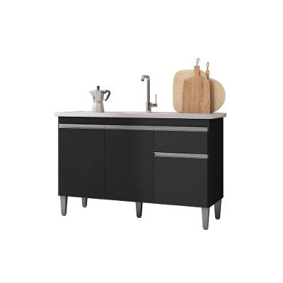 Balcão Gabinete Multiuso Tatiane 120cm 3 Portas E 1 Gaveta S-tampo