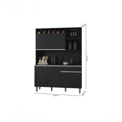 Kit Cozinha Compacta Alice 130cm C-6 Portas 1 Gaveta Preto